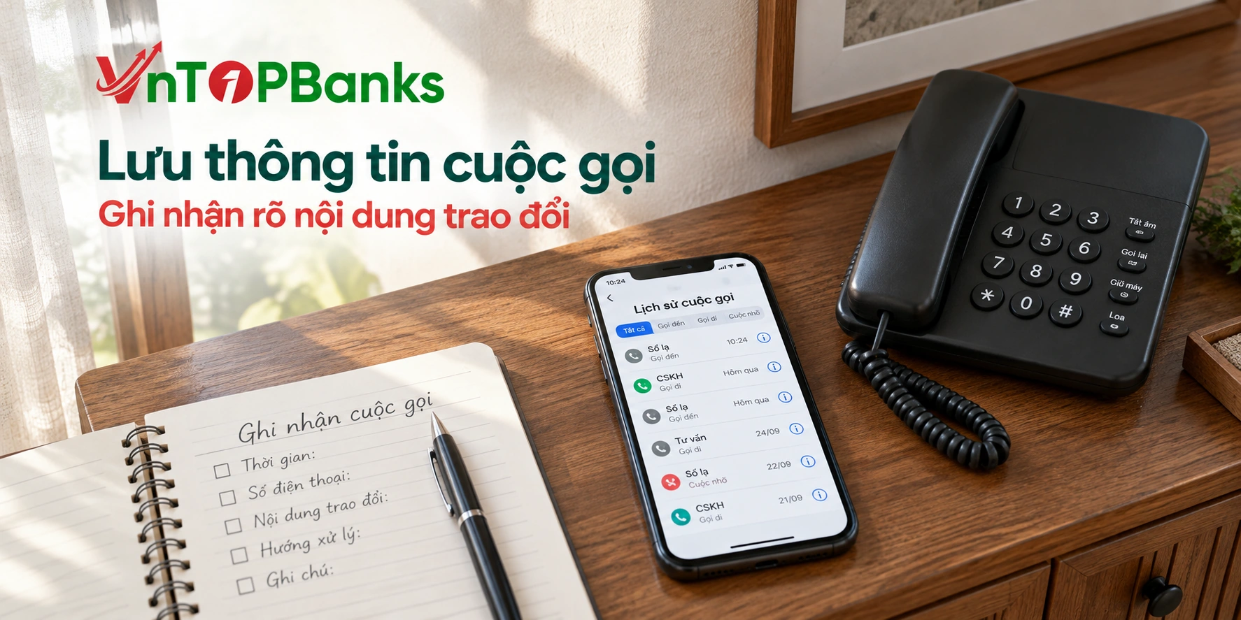 Lưu thông tin cuộc gọi — Ghi nhận rõ nội dung trao đổi | VNTopBanks