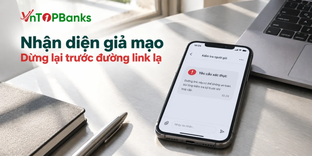 Nhận diện giả mạo — Dừng lại trước đường link lạ | VNTopBanks