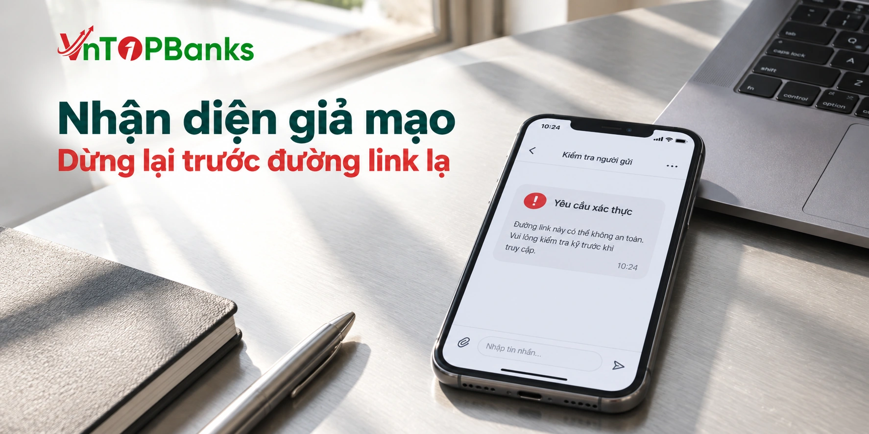 Nhận diện giả mạo — Dừng lại trước đường link lạ | VNTopBanks